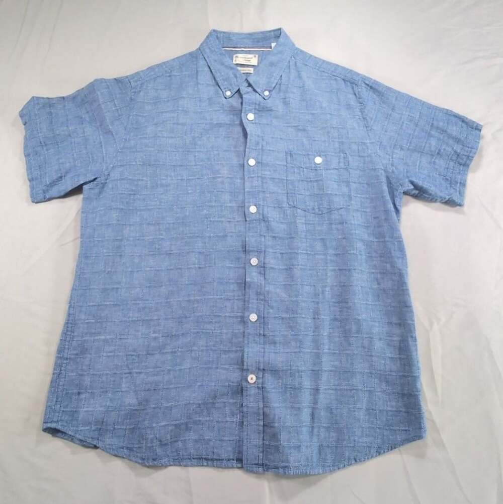 Weatherproof Vintage Men's Short Sleeve Washable Linen Blend Button Down